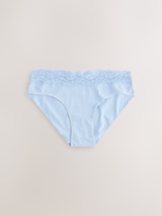 Blue/Yellow High Leg Cotton and Lace Knickers 7 Pack - Image 9 of 12