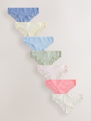 Blue/Yellow Brazilian Cotton and Lace Knickers 7 Pack - Image 1 of 10