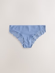 Blue/Yellow Brazilian Cotton and Lace Knickers 7 Pack - Image 6 of 10