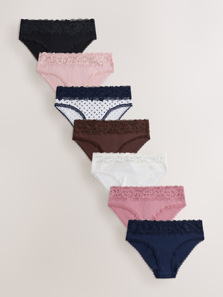 Multi Brazilian Modal Blend Rib Knickers 7 Pack - Image 1 of 13