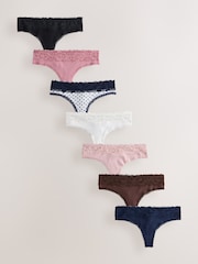 Multi Thong Modal Blend Rib Knickers 7 Pack - Image 1 of 13