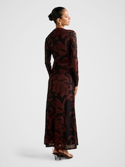 Forever New Red Joni Petite Long Sleeves Mesh Midi Dress - Image 2 of 4