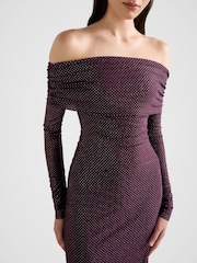 Forever New Purple Effie Bardot Heatseal Maxi Dress - Image 3 of 4