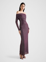 Forever New Purple Effie Bardot Heatseal Maxi Dress - Image 4 of 4