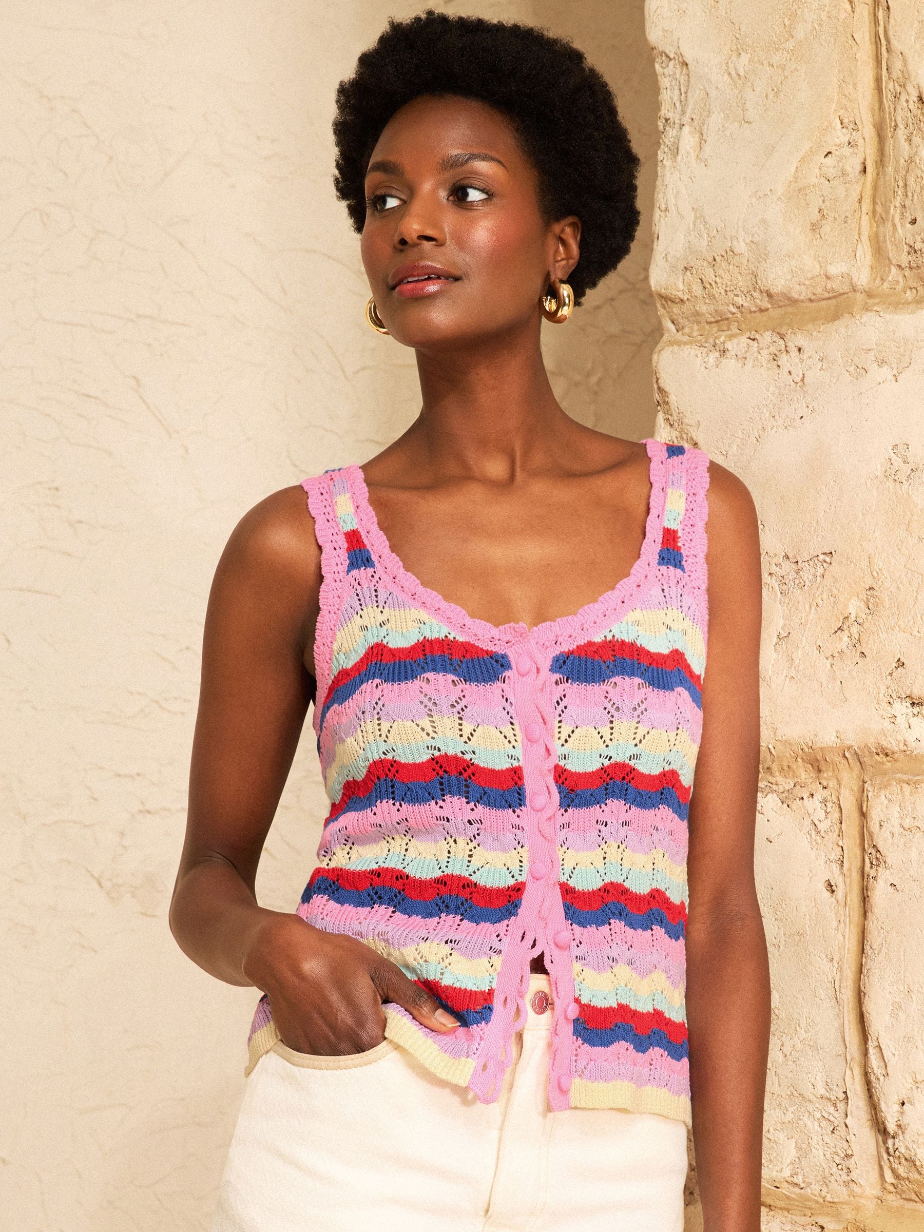 トップス cotton embroidery vest louren Buy Love & Roses Stripe Cotton Rich Open Stitch Knitted Vest from