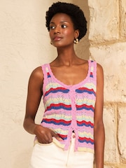 Love & Roses Multicoloured Cotton Rich Crochet Knitted Vest - Image 1 of 4