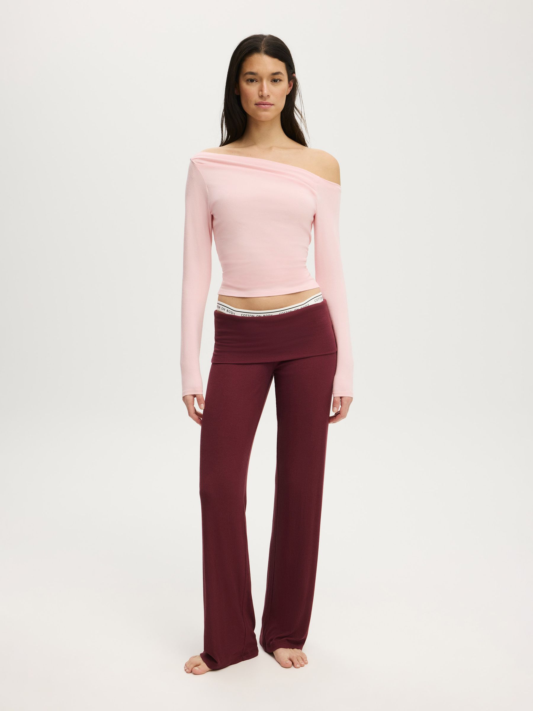 Buy Cotton On Pink Dreamy Soft Off The Shoulder Long Sleeve Top