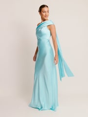 Six Stories Blue Drape One Shoulder Bridesmaid Dress - Image 2 of 5