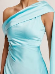 Six Stories Blue Drape One Shoulder Bridesmaid Dress - Image 3 of 5
