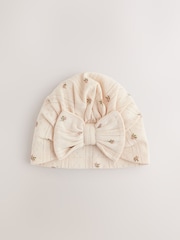 Brown Ditsy Floral Baby Turban Hats 2 Pack (0-18mths) - Image 2 of 5