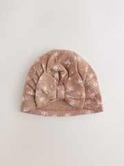 Brown Ditsy Floral Baby Turban Hats 2 Pack (0-18mths) - Image 3 of 5