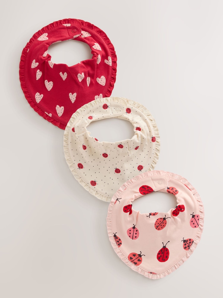 Red Ladybird Baby Dribble Bibs 3 Pack - Image 1 of 6 Red Ladybird Baby Dribble Bibs 3 Pack - Image 1 of 6