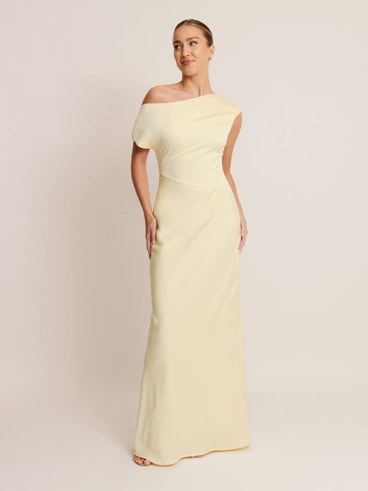 Six Stories Yellow Asymmetric Satin Bridesmaid Dress - Image 1 of 4