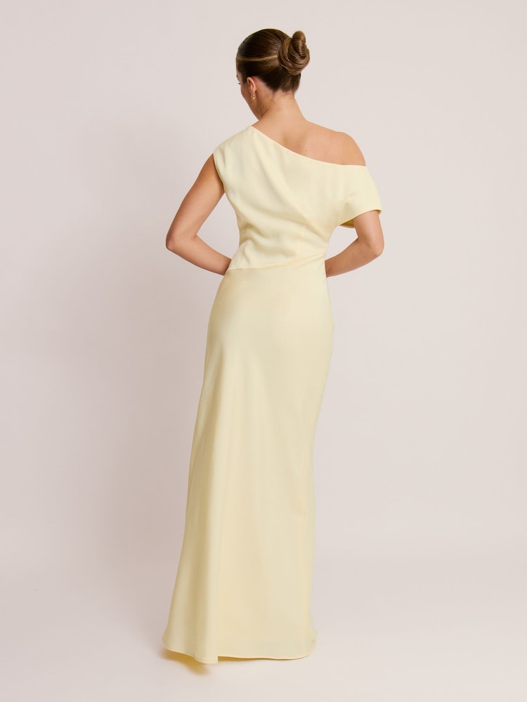 Six Stories Yellow Asymmetric Satin Bridesmaid Dress - Image 2 of 4