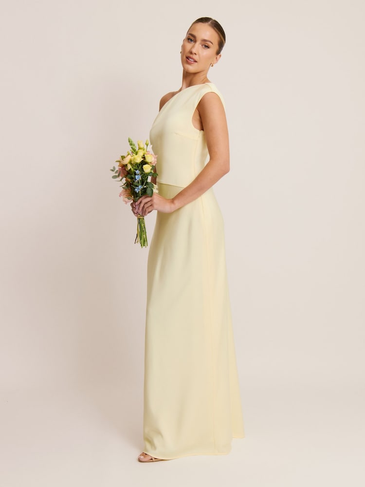 Six Stories Yellow Asymmetric Satin Bridesmaid Dress - Image 4 of 4