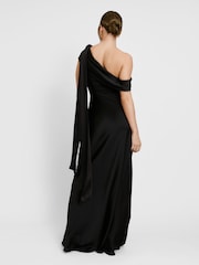 Six Stories Black Drape One Shoulder Bridesmaid Dress - Image 3 of 4