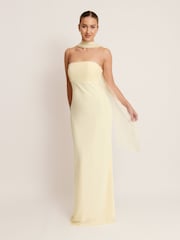 Six Stories Yellow Chiffon Bandeau Satin Maxi Dress - Image 1 of 4