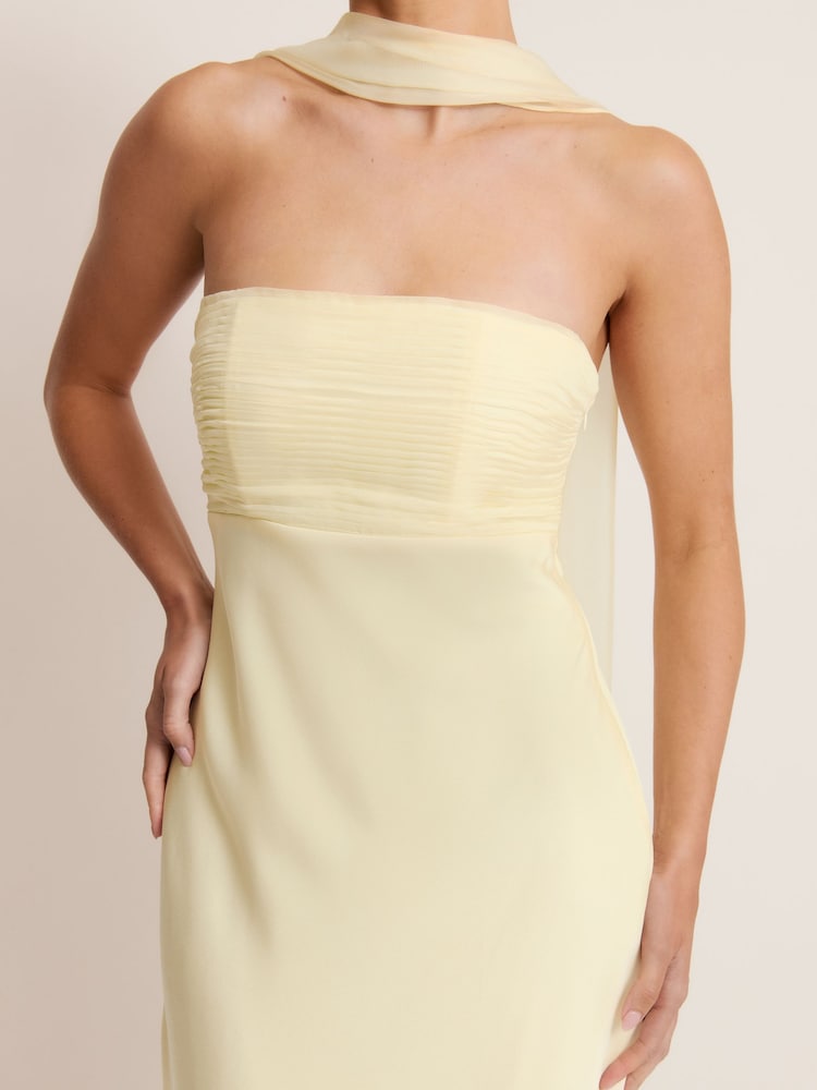 Six Stories Yellow Chiffon Bandeau Satin Maxi Dress - Image 2 of 4