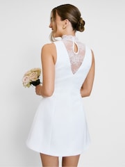 Six Stories White Lace High Neck A-Line Mini Dress - Image 2 of 4