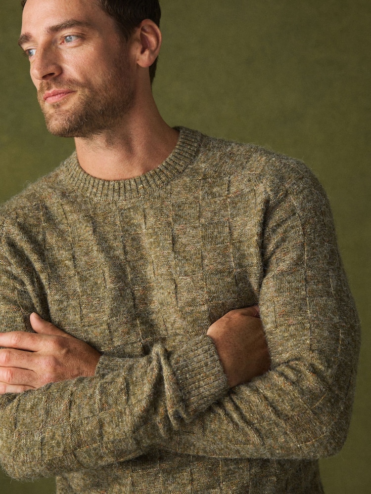Green Textured Crew Neck Jumper - Image 1 of 5