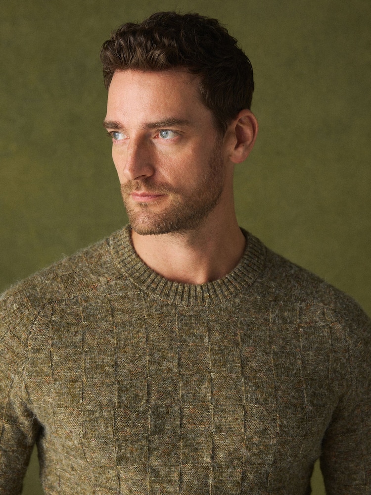 Green Textured Crew Neck Jumper - Image 5 of 5
