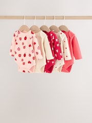 Red Ladybird Long Sleeve Baby Bodysuits 5 Pack - Image 1 of 13