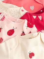 Red Ladybird Long Sleeve Baby Bodysuits 5 Pack - Image 10 of 13