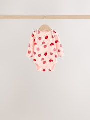 Red Ladybird Long Sleeve Baby Bodysuits 5 Pack - Image 3 of 13