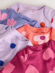 Purple/Pink Long Sleeve Baby Bodysuits 5 Pack - Image 10 of 12