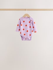 Purple/Pink Long Sleeve Baby Bodysuits 5 Pack - Image 2 of 12