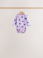 Purple/Pink Long Sleeve Baby Bodysuits 5 Pack - Image 5 of 12