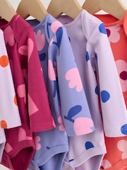 Purple/Pink Long Sleeve Baby Bodysuits 5 Pack - Image 9 of 12