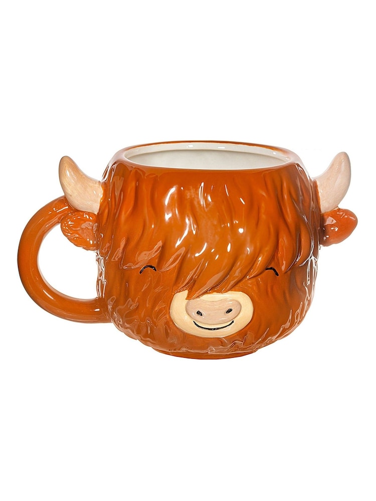 Sass & Belle Brown Highland Cow Shaped Mug - Image 1 of 3