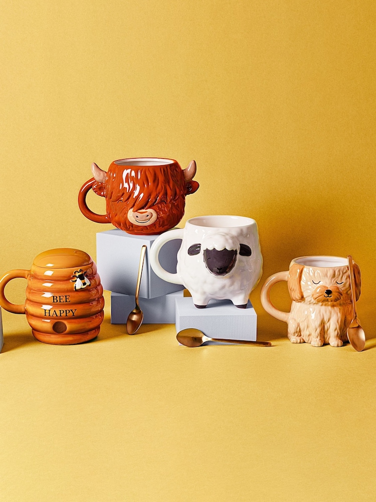 Sass & Belle Brown Highland Cow Shaped Mug - Image 2 of 3