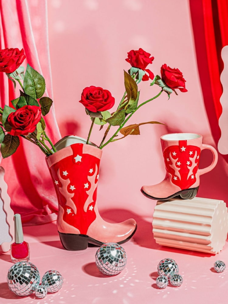 Sass & Belle Red Cowboy Boot Vase - Image 3 of 3