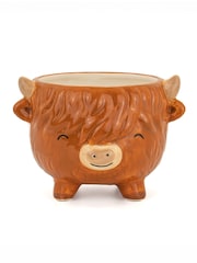 Sass & Belle Brown Highland Cow Medium Planter - Image 1 of 1