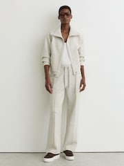 سويت شيرت بسحَّاب أمامي من نسيج متداخل فاخر Laurrie من Reiss - صورة 3 من 8