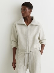 سويت شيرت بسحَّاب أمامي من نسيج متداخل فاخر Laurrie من Reiss - صورة 5 من 8