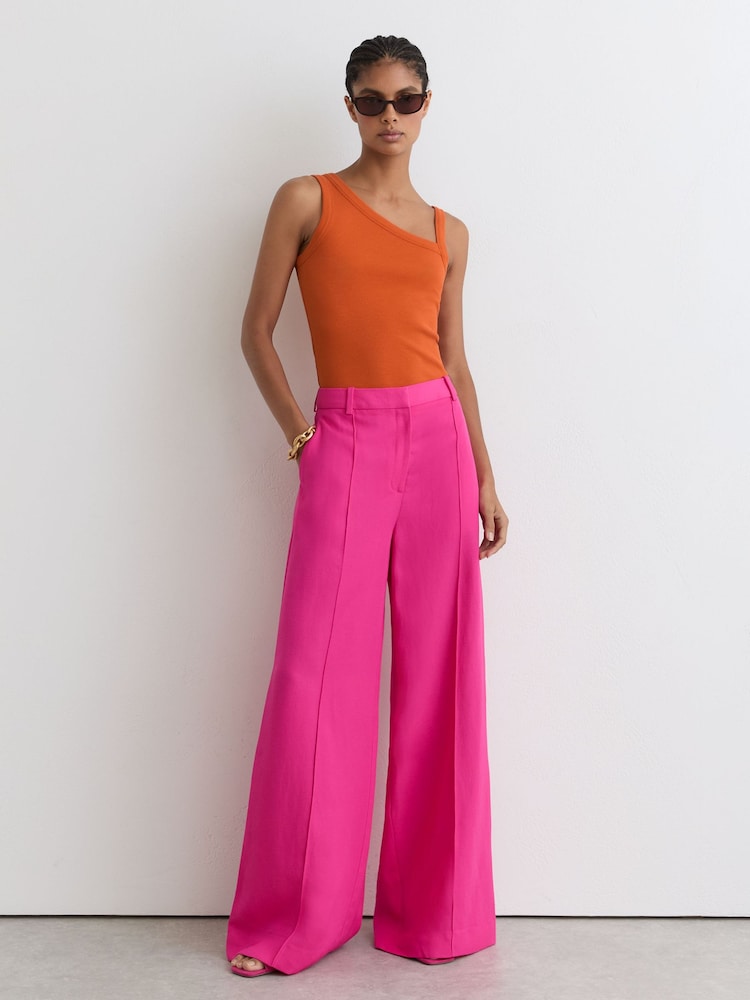 Reiss Orange Aysha Stretch-Cotton Asymmetric-Neck Vest - Image 1 of 7