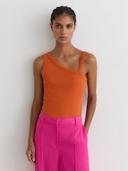 Reiss Orange Aysha Stretch-Cotton Asymmetric-Neck Vest - Image 5 of 7
