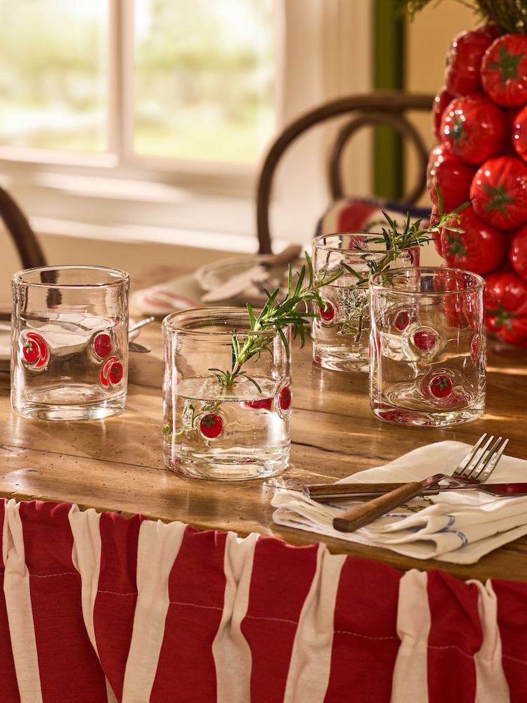Lia Gold x Next Set of 4 Clear Tomato Tumbler Glasses - Image 1 of 5 Lia Gold x Next Set of 4 Clear Tomato Tumbler Glasses - Image 1 of 5