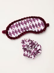 FatFace Purple Printed Eye Mask and Scrunchie Set - Image 1 of 3