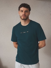 Blue Embroidered Short Sleeve Jersey Pyjamas Set - Image 1 of 7