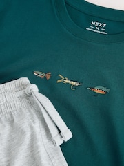 Blue Embroidered Short Sleeve Jersey Pyjamas Set - Image 11 of 12