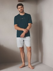 Blue Embroidered Short Sleeve Jersey Pyjamas Set - Image 2 of 7