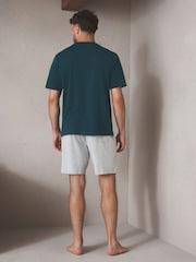 Blue Embroidered Short Sleeve Jersey Pyjamas Set - Image 3 of 7