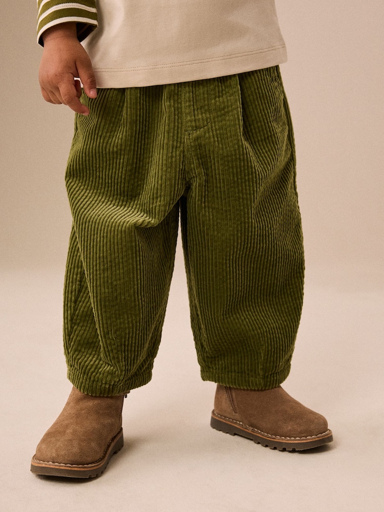 Green Wide Fit Textured Corduroy Pull On Trousers (3mths-7yrs) - Image 1 of 5 Green Wide Fit Textured Corduroy Pull On Trousers (3mths-7yrs) - Image 1 of 5