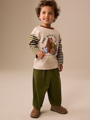 Green Wide Fit Textured Corduroy Pull On Trousers (3mths-7yrs) - Image 2 of 5