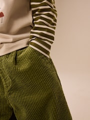 Green Wide Fit Textured Corduroy Pull On Trousers (3mths-7yrs) - Image 5 of 5
