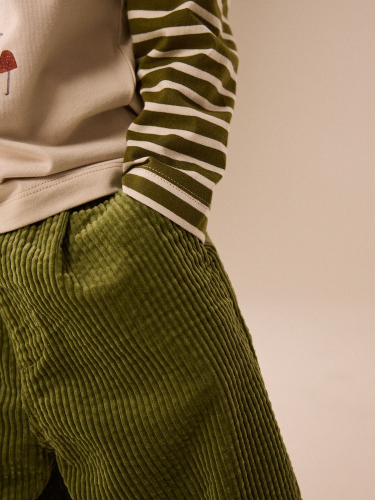 Green Wide Fit Textured Corduroy Pull On Trousers (3mths-7yrs) - Image 5 of 5 Green Wide Fit Textured Corduroy Pull On Trousers (3mths-7yrs) - Image 5 of 5